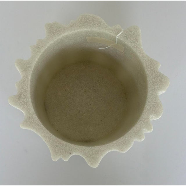 Revelation Modern Ivory Stone Round Ripple Cachepot For Sale - Image 4 of 4