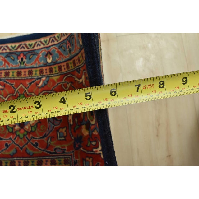 Sarouk Rug 10′ X 13’5” Blue Wool Vintage Traditional Hand-Knotted Carpet For Sale - Image 13 of 15