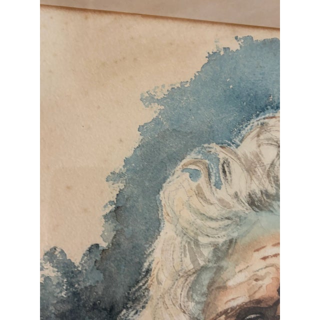 Vintage Watercolor Portrait of Old Man With Beard Original & Signed Gilded Wood Frame For Sale - Image 12 of 15