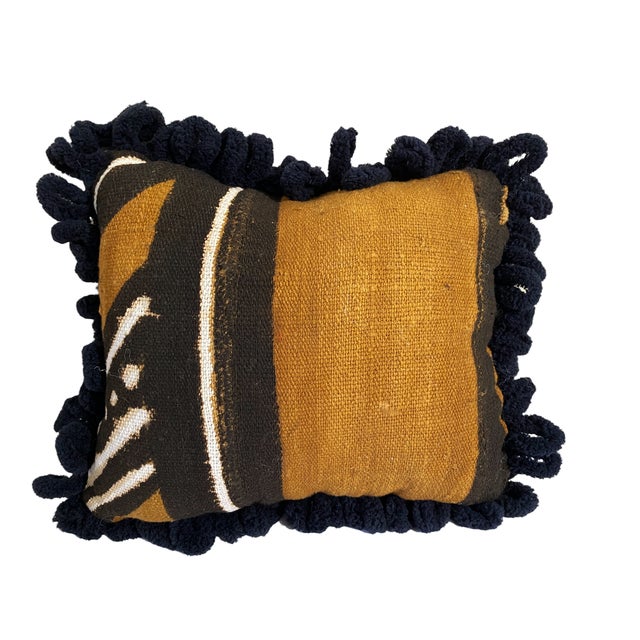 Contemporary Small Neck Pillow Made From Vintage Bogolan African Mud