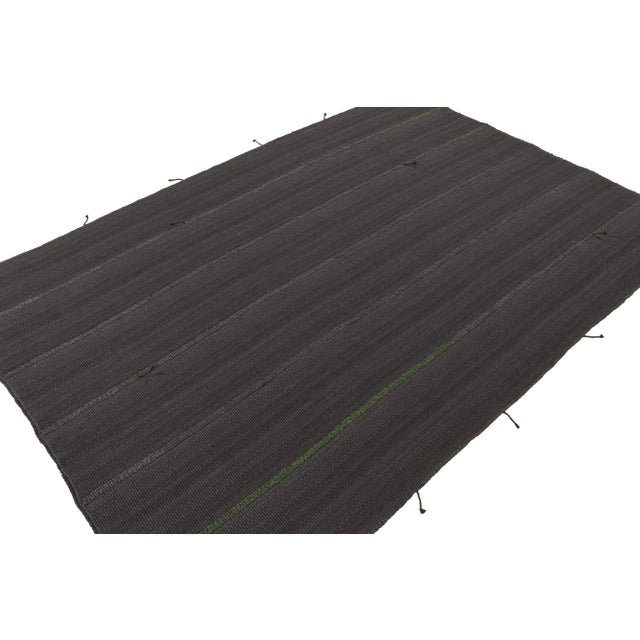 Modern 2010s Rug & Kilim’s Contemporary Kilim Rug in Slate Gray With Purple & Brown Accents For Sale - Image 3 of 8