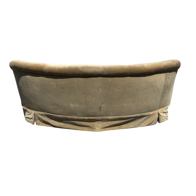 Vintage Mid-Century Hollywood Regency Curved Velvet Crescent Sofa For Sale In Los Angeles - Image 6 of 9