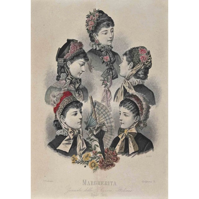 Margherita - Gennaio Delle Signore Italiane is an original lithograph realized by an unknown artist in 1881. Good conditions.