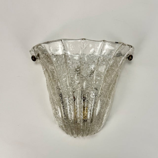 Vintage Murano Ice Glass Wall Lamp, Italy, 1970s For Sale - Image 9 of 9