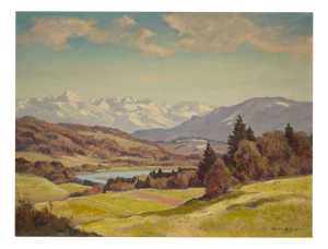 Alpine Landscape, 1940s, Oil on Canvas