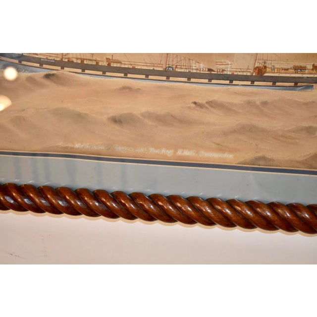 Brown 19th Century Print in Hand Carved Rope Frame For Sale - Image 8 of 11