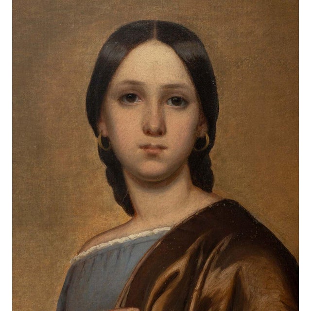 Neoclassical European School Portrait of a Woman, Oil on Canvas, 19th Century For Sale - Image 3 of 7