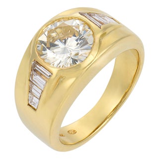 Vintage Gia 2.43 Round Brilliant Cut Diamond 18k Yellow Gold Engagement Ring, Size 7.75 For Sale