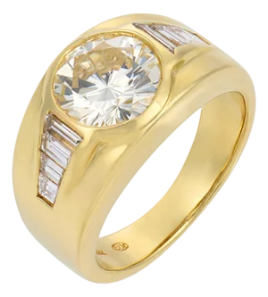 Vintage Gia 2.43 Round Brilliant Cut Diamond 18k Yellow Gold Engagement Ring, Size 7.75