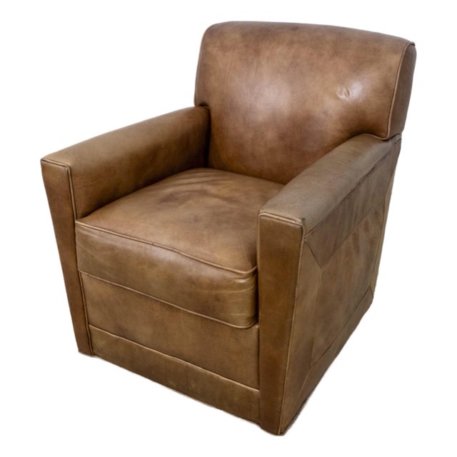 Stickley Worn & Distressed Leather Club Chair For Sale