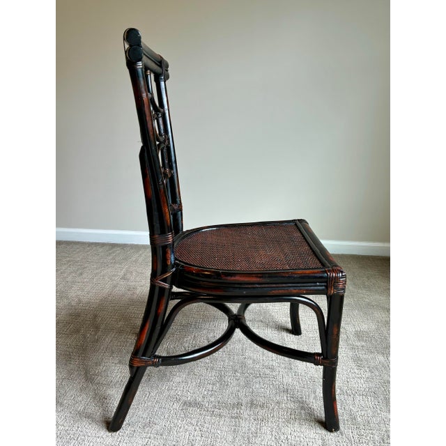 Vintage Hollywood Regency Faux Bamboo Chippendale Side Chair For Sale - Image 4 of 12