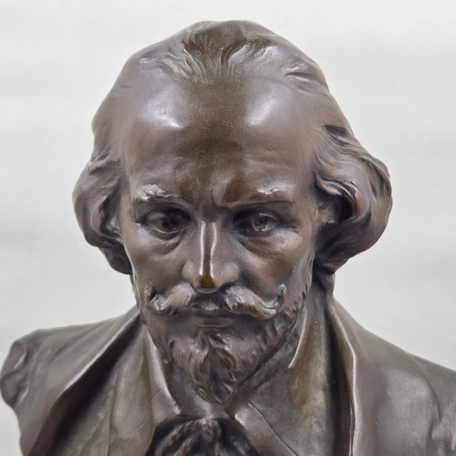 Metal Early 20th Century Austrian Bronze Bust of Shakespeare by Hans Muller For Sale - Image 7 of 12