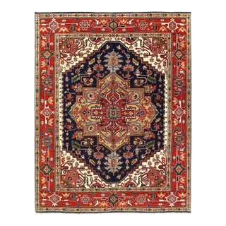 Pasargad DC Navy Blue Fine Hand Knotted Serapi Rug For Sale