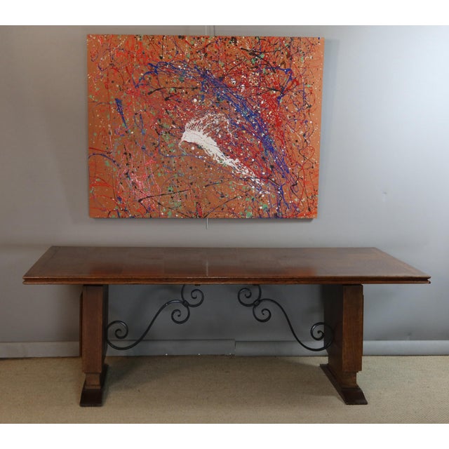 Large Art Deco Oak Table, 1930s For Sale - Image 12 of 16