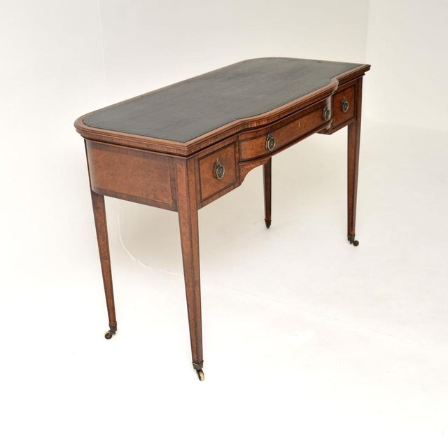 Antique Edwardian Inlaid Walnut Desk, 1900s For Sale - Image 3 of 13