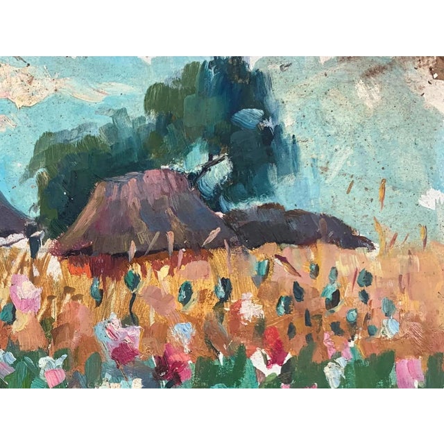 Realism Vintage Impressionist Oil Painting: Ukrainian Village Landscape, 1960s For Sale - Image 3 of 6