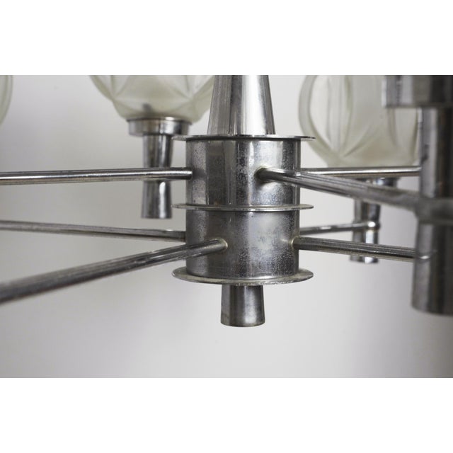 Metal Mid-Century Space Age Sputnik 8-Light Chandelier in Chrome and Faceted Glass Globes, 1970s For Sale - Image 7 of 15