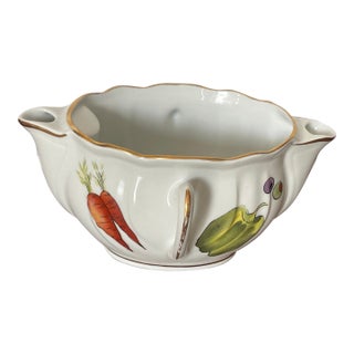 1950s Handpainted French Porcelain Sauce Boat or Planter For Sale