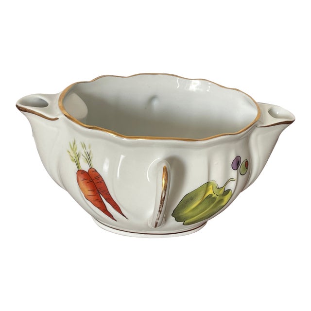 1950s Handpainted French Porcelain Sauce Boat or Planter For Sale
