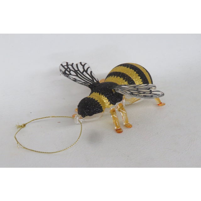 Arts & Crafts Robert Stanley Bumblebee Christmas Ornament Blown Glass With Glitter Top 4495b For Sale - Image 3 of 12
