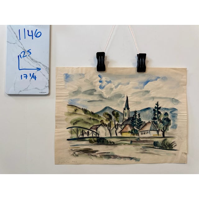 Paper Henry Emil Salloch Original Watercolor on Paper Mountaun Valley Village, 1936. For Sale - Image 7 of 7