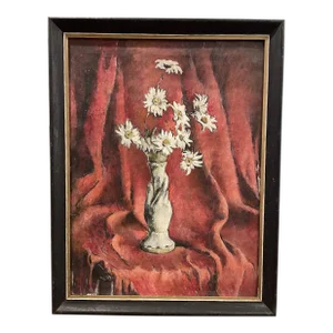 Original Still Life Painting of Daisies in a Unusual Hand Vase by Ester Lyne