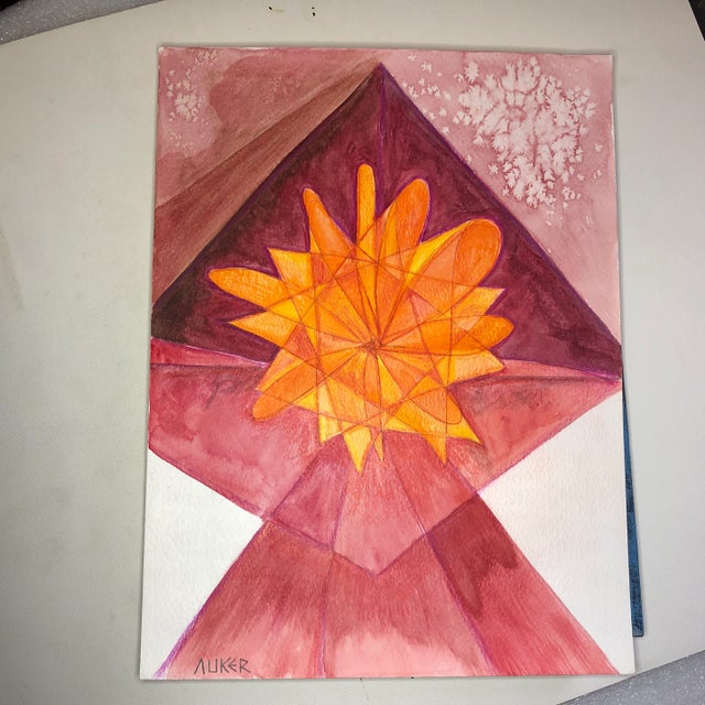 "Super Nova" Original Abstract Painting, Guache on Watercolor Paper by C L Auker For Sale - Image 6 of 7