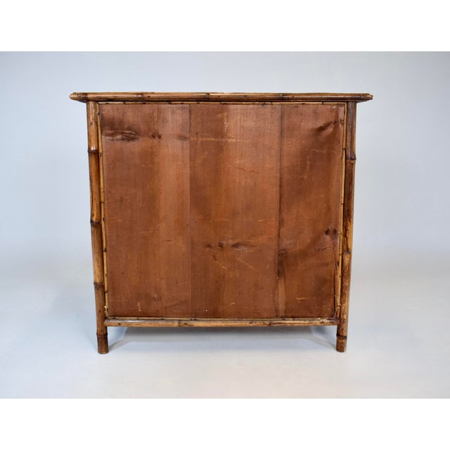 Black Late 19th C. English Victorian Tortoise Bamboo Console Cabinet For Sale - Image 8 of 9