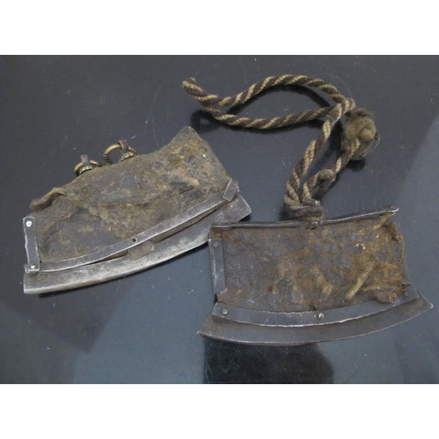 Pair of Tibetan leather flint pouches dating from the 19th century, also known as a mechag or chuck muck. Traditionally...