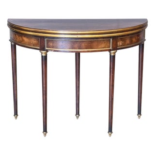 Louis XVI Style Mahogany and Brass Card Table For Sale
