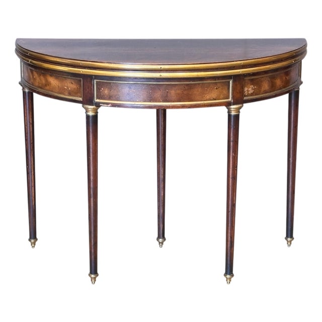 Louis XVI Style Mahogany and Brass Card Table For Sale