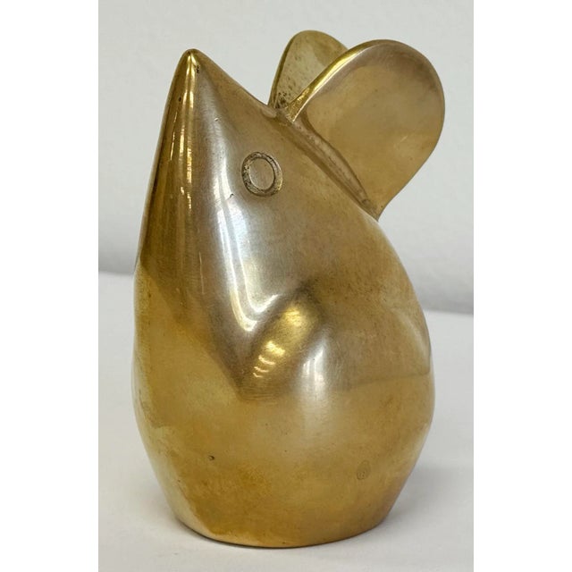 Large Vintage Solid Brass Mouse Paper Weight Decorative Accessory For Sale - Image 4 of 9