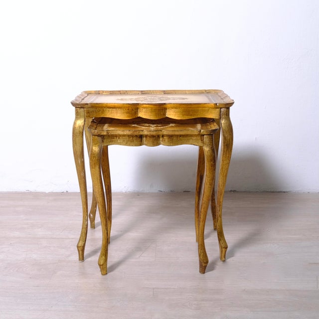 Wood Neo-Classical Florentine Nesting Tables, Italy, 1960s, Set of 2 For Sale - Image 7 of 17
