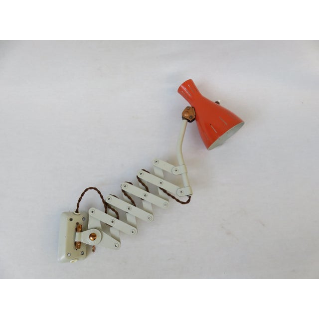 Mid-Century Modern Orange and Beige Copper-Plated Scissor Lamp from Helo Leuchten, 1960s For Sale - Image 3 of 18