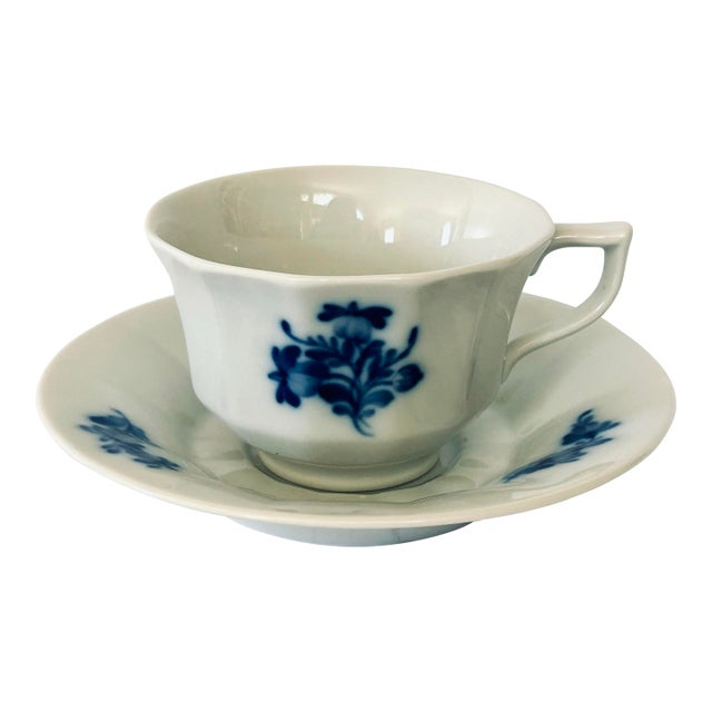 Royal Copenhagen Blue Flower Demitasse Cup and Saucer For Sale