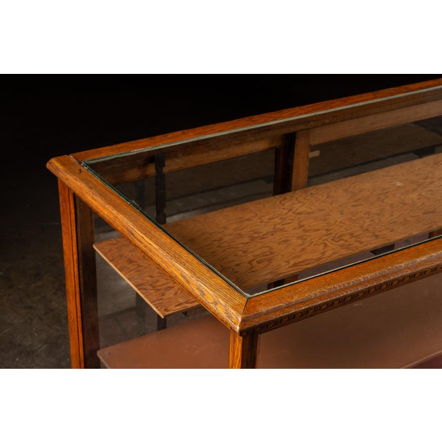 Antique Oak & Glass Retail Showcase With Storage Base For Sale In Chicago - Image 6 of 16