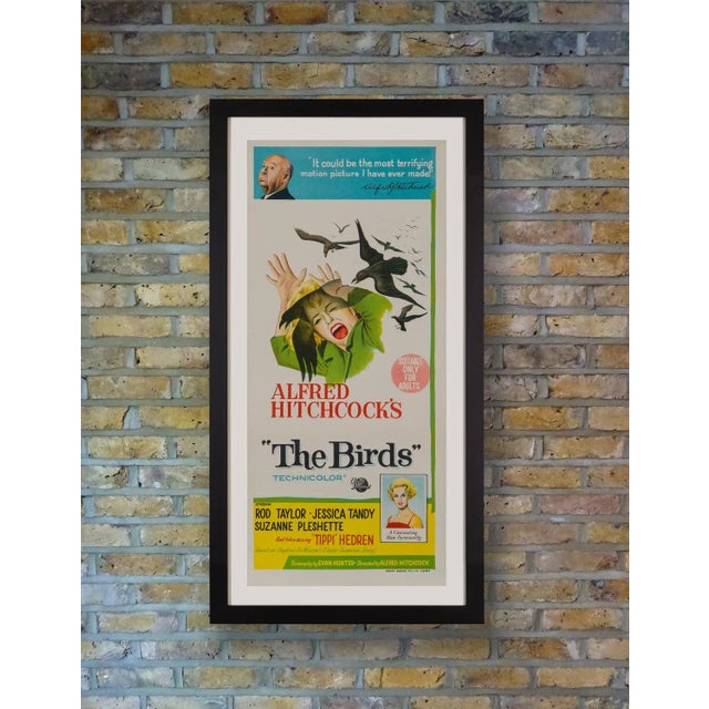 A stunning stone lithography Australian daybill poster for Alfred Hitchcock's psychological masterpiece 'The Birds,'...