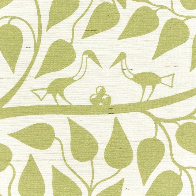 Contemporary Schumacher Kayon Sisal Panel in Soft Green For Sale - Image 3 of 5