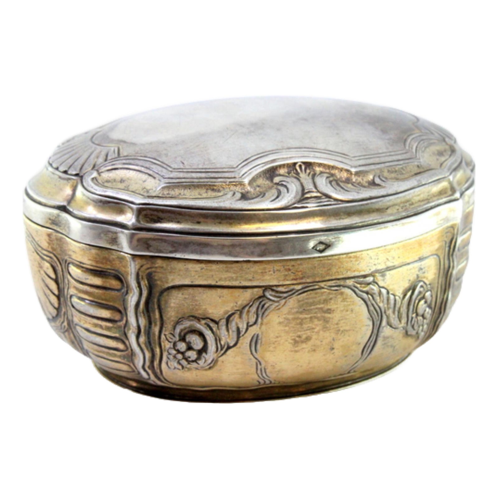 Elliptical Silver Box with Reliefs | Chairish