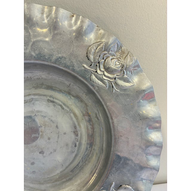 Vintage Hand-Chased Hammered Aluminum Rose Bowl For Sale In Oklahoma City - Image 6 of 9