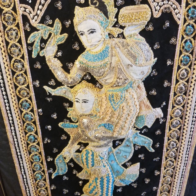 1960s Dimensional Burmese Kalaga Embroidery Panel, Framed For Sale - Image 4 of 7