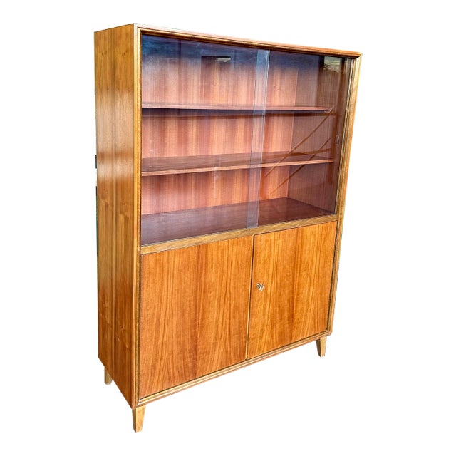 1950s Mid Century Modern German China Hutch Display Cabinet For Sale