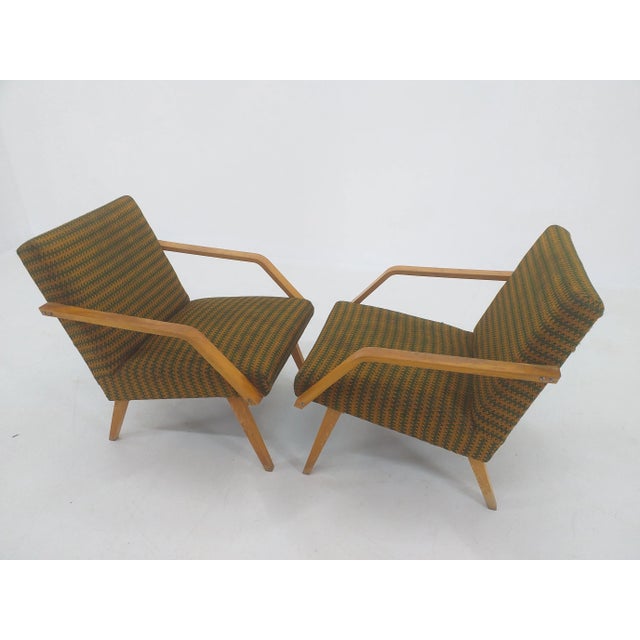 Wood Set of Mid-Century Armchairs from TON, 1970s For Sale - Image 7 of 10