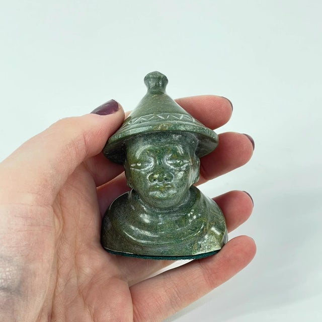 Stone Early 20th Century Verdite Shona Tiny Sotho Male Bust MATTER COLLECTION For Sale - Image 7 of 7