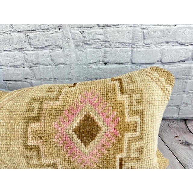 Turkish 14 x 35 Lumbar Rug Pillow Luxe Bazaar Turkish Pillow Cushion Cover For Sale - Image 3 of 4