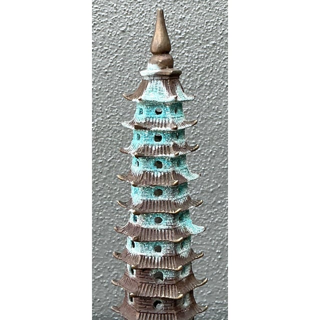 Vintage Patinated Brass Pagoda For Sale - Image 4 of 12