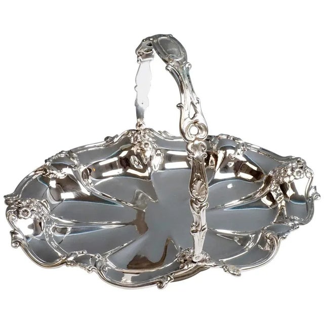 Metal Viennese Silver Centerpiece Bowl with Handle by Jarosinski & Vaugoin, 1925 For Sale - Image 7 of 7