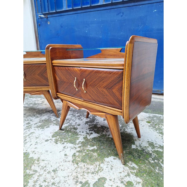 Aqua Briar and Glass Bedside Tables, Italy, 1950s, Set of 2 For Sale - Image 8 of 17