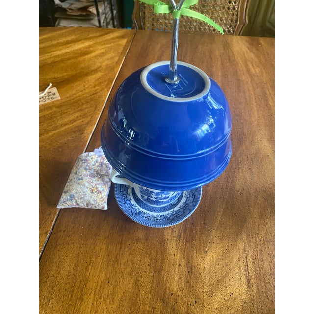 Churchill Blue Willow Teacup Bird Feeder For Sale - Image 9 of 12