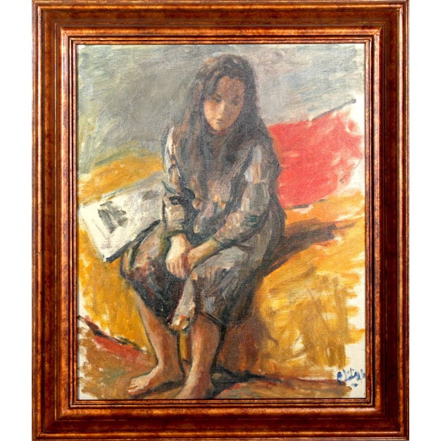 Robert Philipp, Seated Girl, Oil Painting For Sale - Image 4 of 4